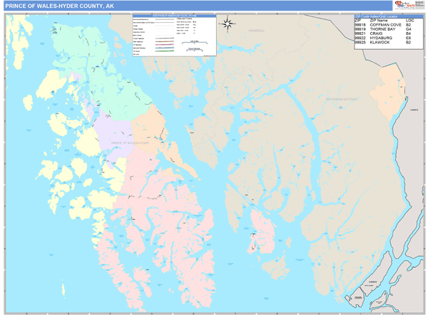 Prince of Wales-Hyder County, AK Zip Code Map